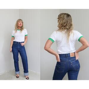 1980's Vintage Levi's 517 Dark Wash Boot Cut Jeans ~ Women's SM MD 31" 32" Waist